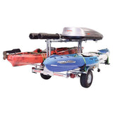 Malone MegaSport LowBed 2 Kayak Trailer Package with 2nd Tier, Spare Tire, SaddleUp Pros, Cargo Box, & Rod Tubes