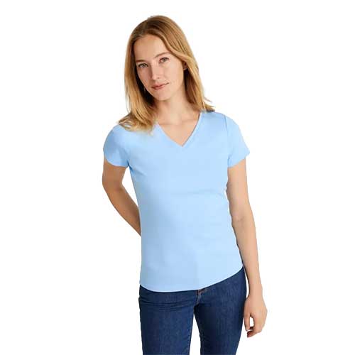L.L. Bean Women's Pima Cotton Shaped V-Neck, Short Sleeve Tee