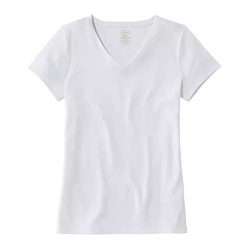 L.L. Bean Women's Pima Cotton Shaped V-Neck, Short Sleeve Tee