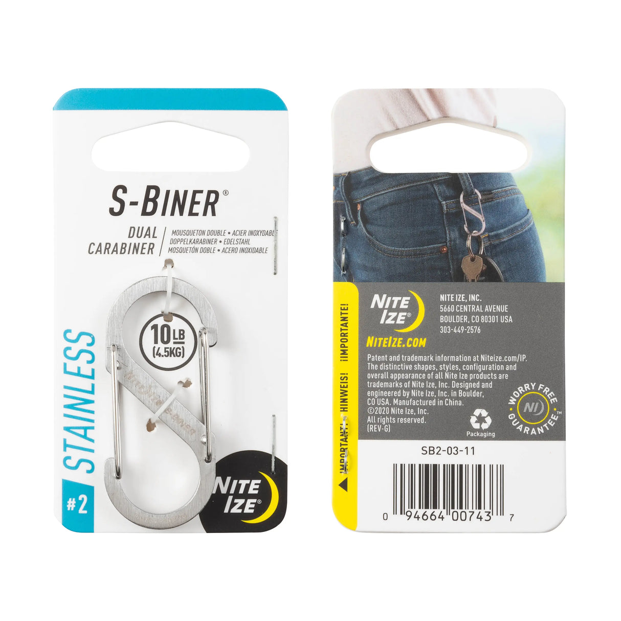 Nite Ize S-Biner Dual Carabiner Stainless Steel Single Size-2