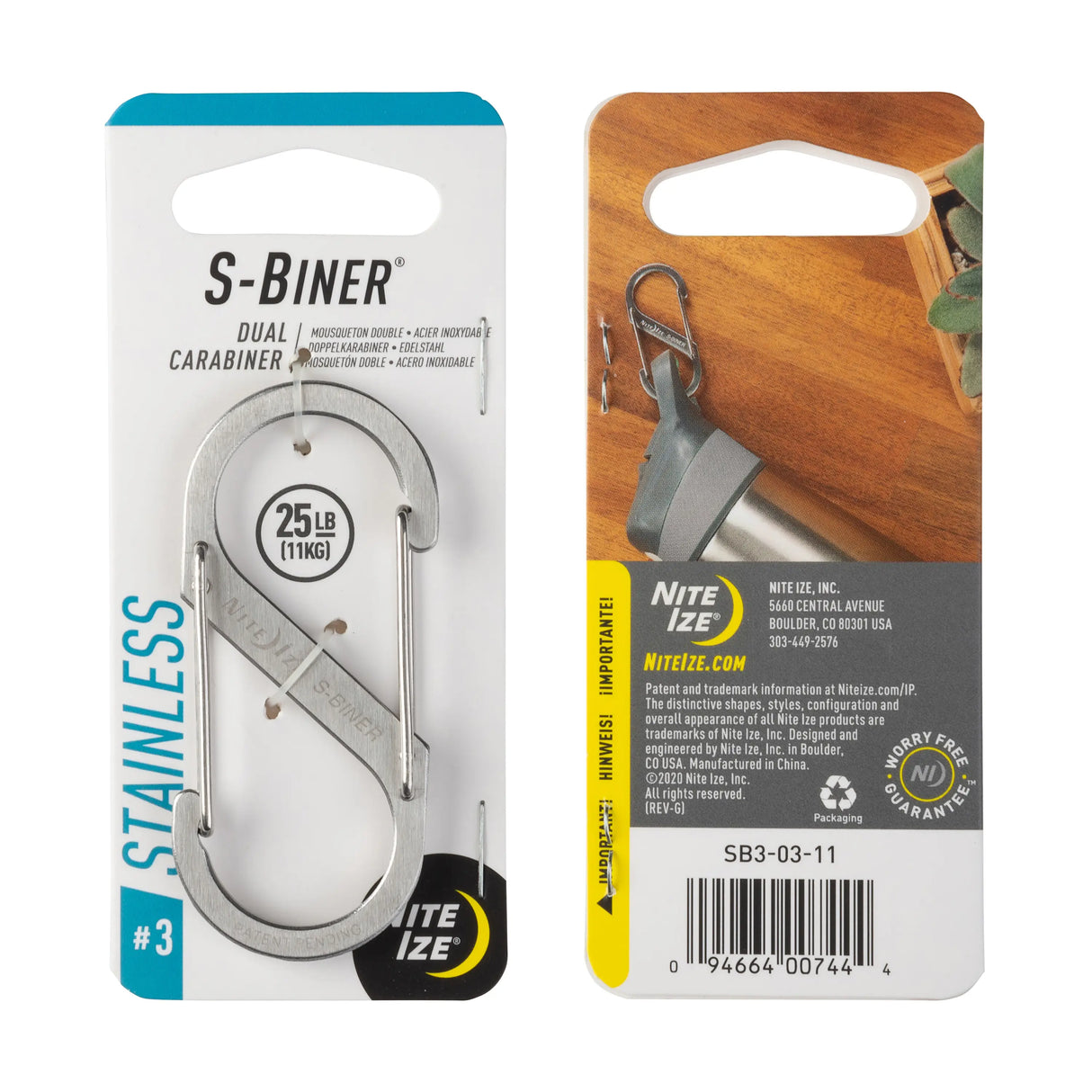 Nite Ize S-Biner Dual Carabiner Stainless Steel Single Size-3