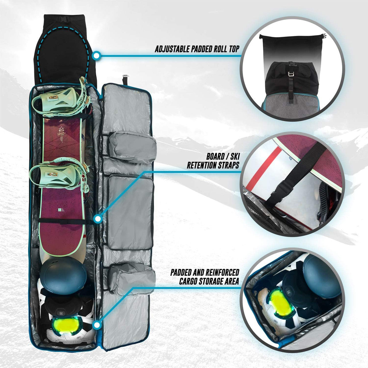 Winterial Rolling Expandable Snowboard and Ski Bag | Sherper's