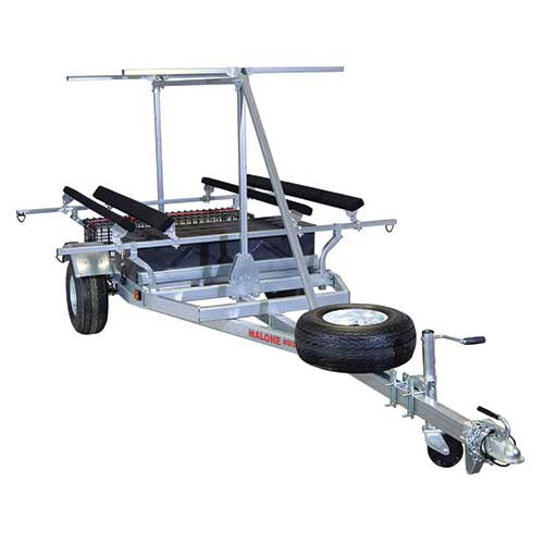 Malone MegaSport 2 Kayak Trailer Package with 2nd Tier, Bunks, and Storage Baskets