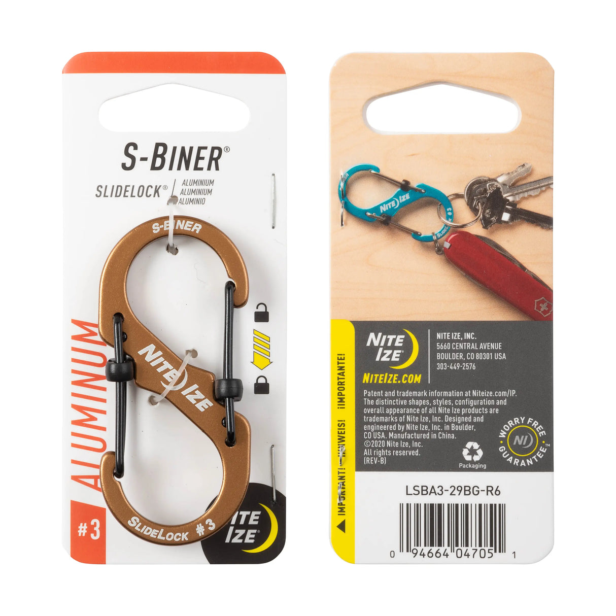 Nite Ize S-Biner Locking Dual Carabiner Aluminum Single Size 3